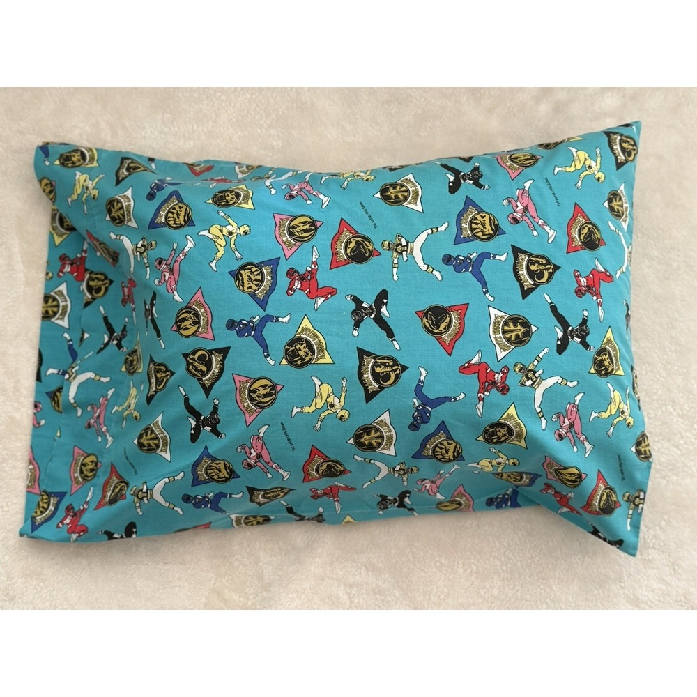 RARE Vintage Mighty Morphin 1995 Saban Power Rangers‎ Teal Hand-Made Pillow Case